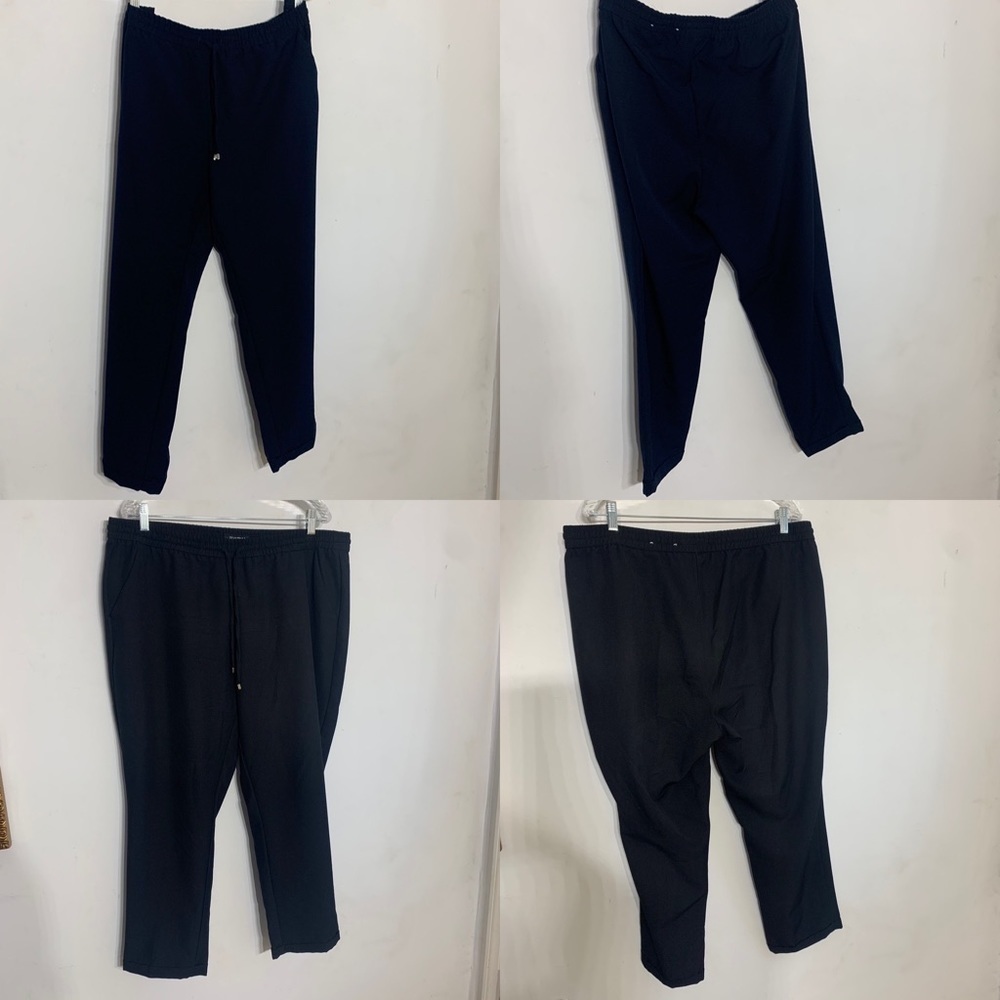 Bundle of 2 Roz & Ali plus size pull on cuffed high waisted pants navy & black